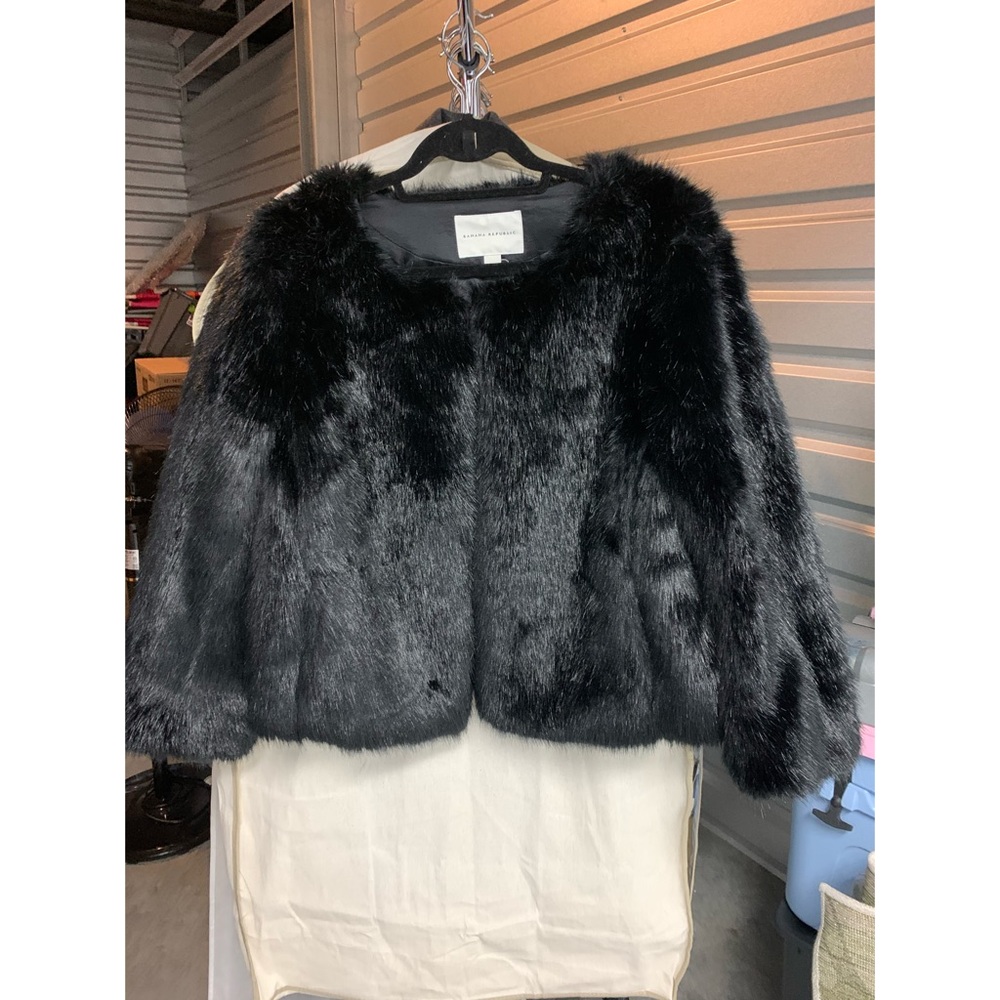 Banana Republic Black Faux Fur Jacket